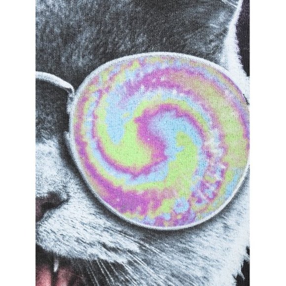 new Hippie Trippy Cat tee LETS GET WEIRD Psychedelic kitty kitten UNISEX large - Picture 4 of 5